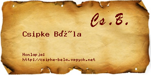 Csipke Béla névjegykártya
